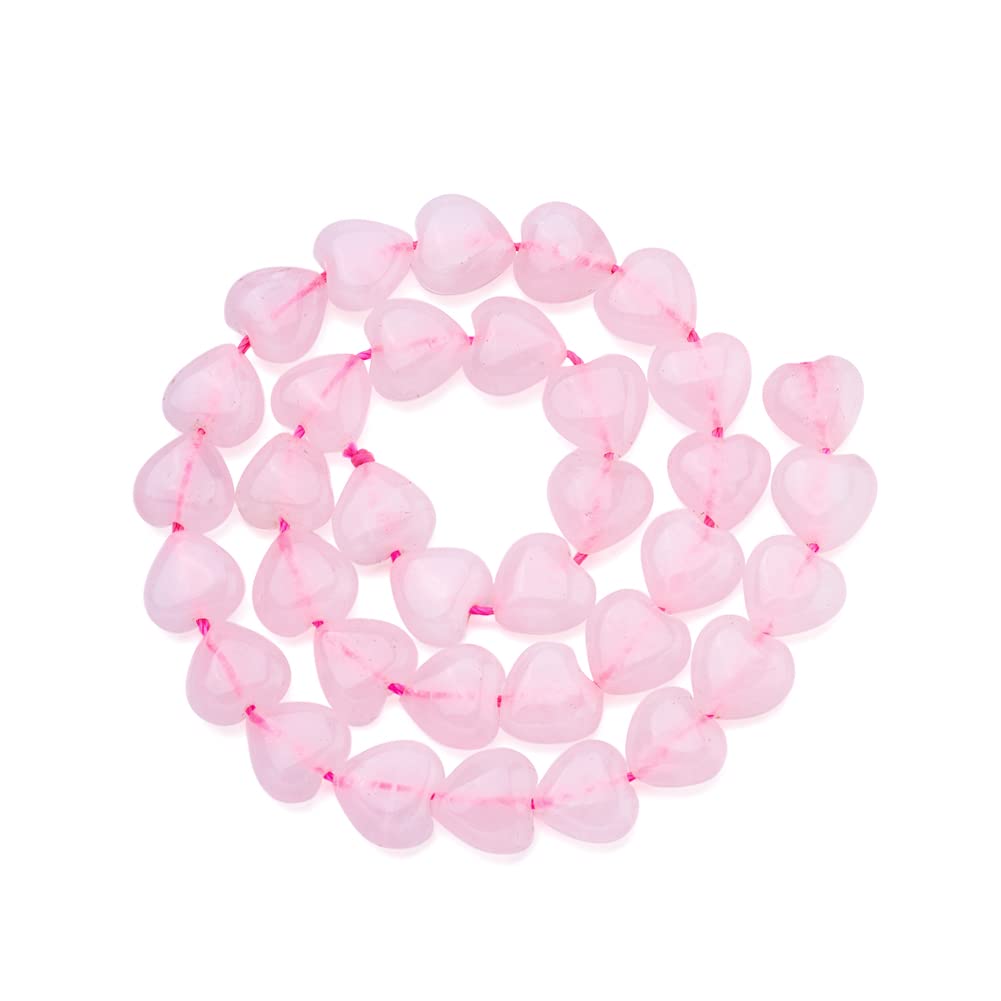 Fashewelry 42pcs Polished Heart Natural Rose Quartz Stone Beads Tumbled Chakra Gemstone Beads Crystal Healing Drilled Loose Beads for Earring Bracelet Necklace Jewelry Making