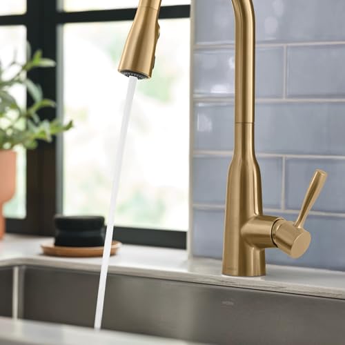 Moen Orivesi Bronzed Gold One-Handle High Arc Pulldown Kitchen Faucet with Power Boost, 87891BZG