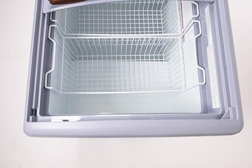 Frigidaire Commercial Chest Freezer for Ice Cream and Frozen Foods, Store Displayer, Glass Top Storage Case, 9 Cu. Ft. Bin, Rolling Caster Wheels, Adjustable Temperature, Energy Efficient Cooling