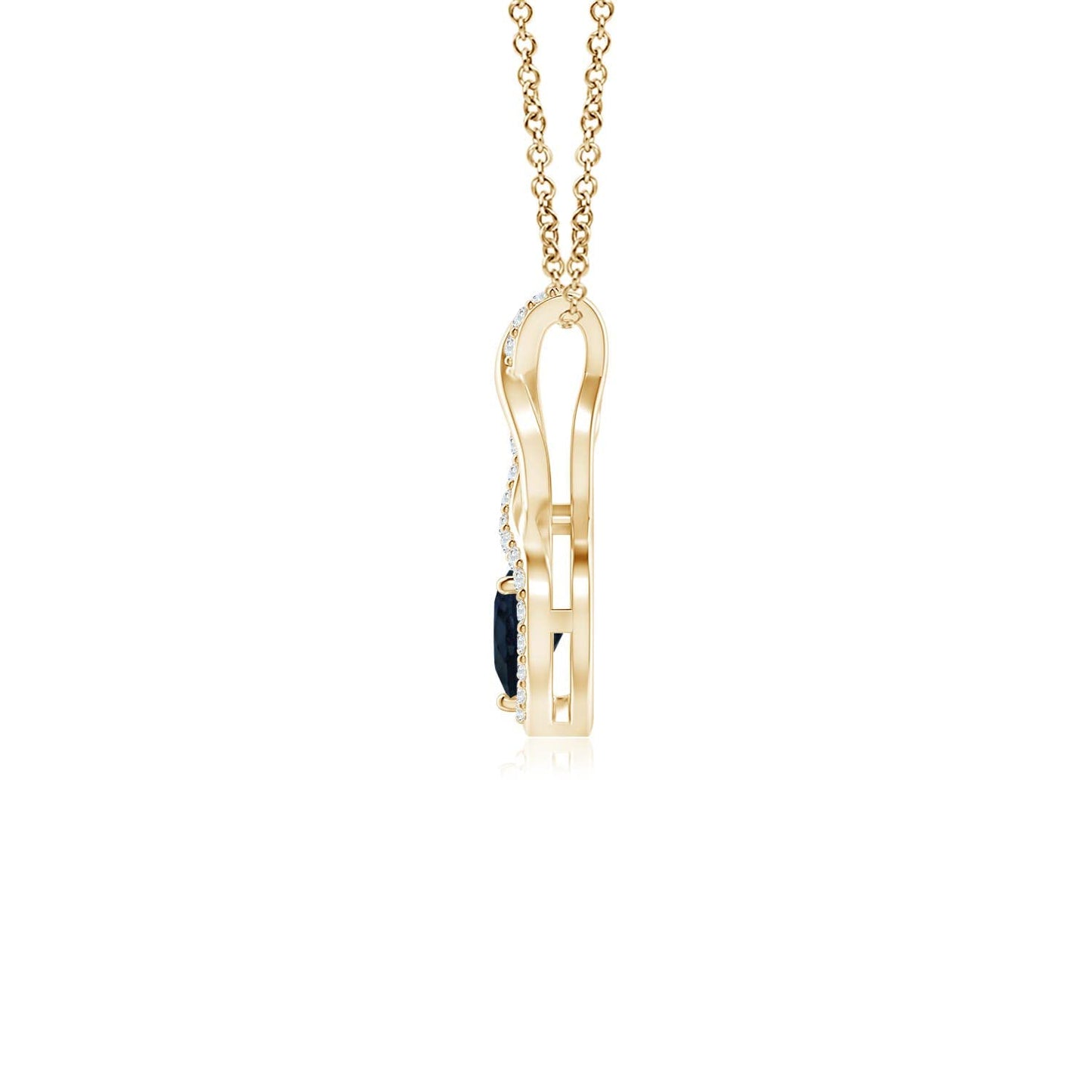 Angara Natural Blue Sapphire Pendant for Women | Heart-Shaped Blue Sapphire Infinity Pendant with Diamond Accents in Yellow Gold | September Birthday, Anniversary, Gemstone Jewelry Gift | A | 4mm