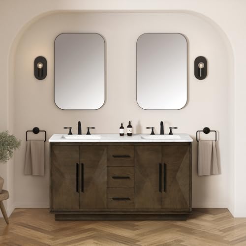 OVE Decors Hale 60 in. Double Sink Freestanding Aged Sweet Oak Bathroom Vanity with Engineered Marble Top