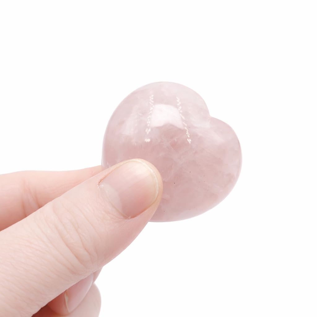 Rose Quartz Heart Worry Stone Healing Crystal, 1.57 Inch Polished Palm Stone for Meditation, Calm & Anxiety Relief