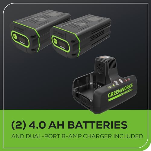 Greenworks 82V 25” Brushless (Self-Propelled) Cordless Lawn Mower, (2) 4.0Ah Batteries and Dual Port Rapid Charger (Great for Landscapers and Professionals)