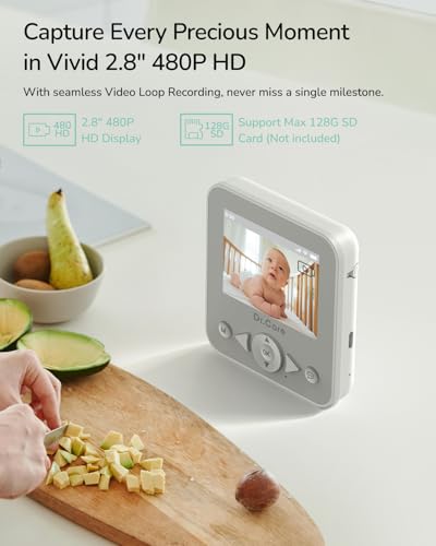 NeoView Baby Monitor No WiFi with Belt Clip Design - 2.8” Screen, 2-Way Audio, Video Loop Recording, Night Vision, Real-Time/VOX Monitoring, Temperature Sensor, Lullabies (Supports Up to 128GB)