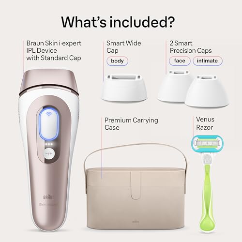 Braun Smart IPL, Skin i·Expert Pro 7, VOGUE's Best Hair Removal Device, IPL Hair Removal for Women and Men, Permanent Laser Hair Reduction At-Home, World's 1st Smart App, 4 Heads, IPL7387