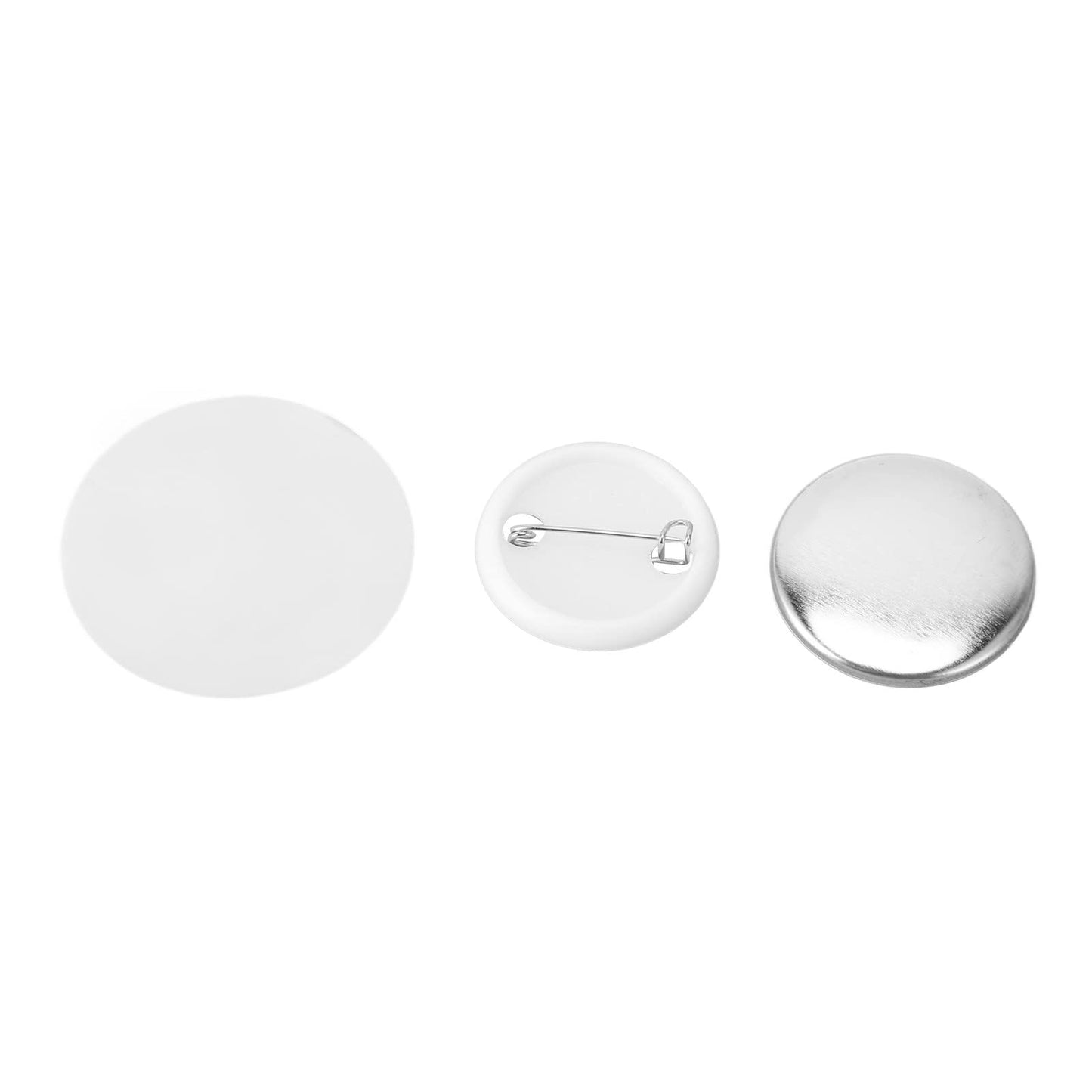ALIESTFDNO 100 Sets Pin Back Button Parts, Round Shape Metal Pin Badge DIY Kit with Transparent Protective Film, for Clothes Backpacks Hats School Events (32MM)
