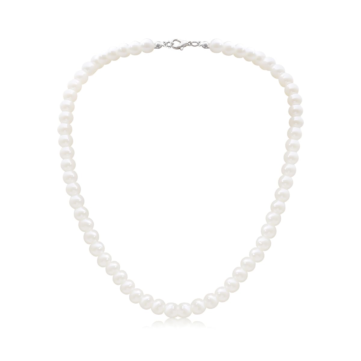 8mm Pearl Choker Necklace Multicolor 1920s Dainty Beads Necklace Costume Prom Party Statement Jewelry for Women-white