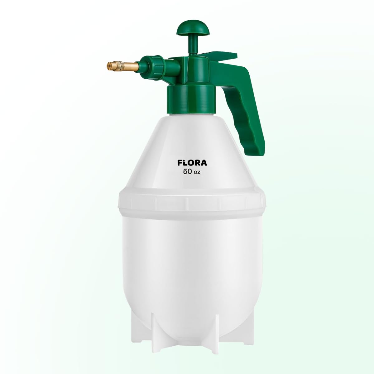Flora Handheld Garden Pump Sprayer, 0.4 Gallon (50 oz/1.5L) Pressure Water Bottle with Adjustable Brass Nozzle, for Plants, Lawn, and Cleaning (Green) or (Red)