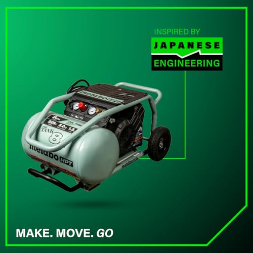 Metabo HPT Air Compressor, THE TANK, 8-Gallon Trolley Air Compressor, 225 PSI, Versatile for Use with Framing, Siding, Finish, or Roofing Nailers, Easy Mobility with Rubber Tires, EC1315S