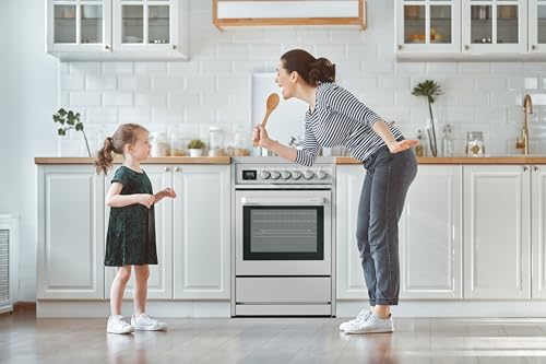 Rangaire RRE241TS 24" Electric Range Oven with Timer - Stainless Steel, Infrared Stove Burners, True Convection, Easy Reach Racks