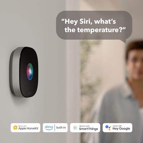 ecobee Smart Thermostat Premium with Smart Sensor and Air Quality Monitor - Programmable Wifi Thermostat - Works with Siri, Alexa, Google Assistant