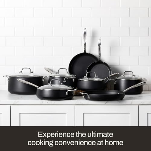 All-Clad HA1 Expert Hard Anodized Nonstick Cookware Set (10 Piece) Pots, Frying Pans, Dishwasher-Safe, Oven-Safe Up to 500°F Compatible with All Stovetops (Gas, Electric & Induction) - Black