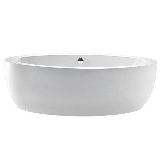 Aqua Eden VTOV733623JN 72-Inch Oval Acrylic Freestanding Tub with Drain, Glossy White