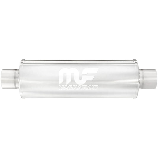 MagnaFlow Performance Exhaust Muffler 14419: 3"/3" Inlet/Outlet, 4x4x14" Round, Stainless Steel, Brushed Finish