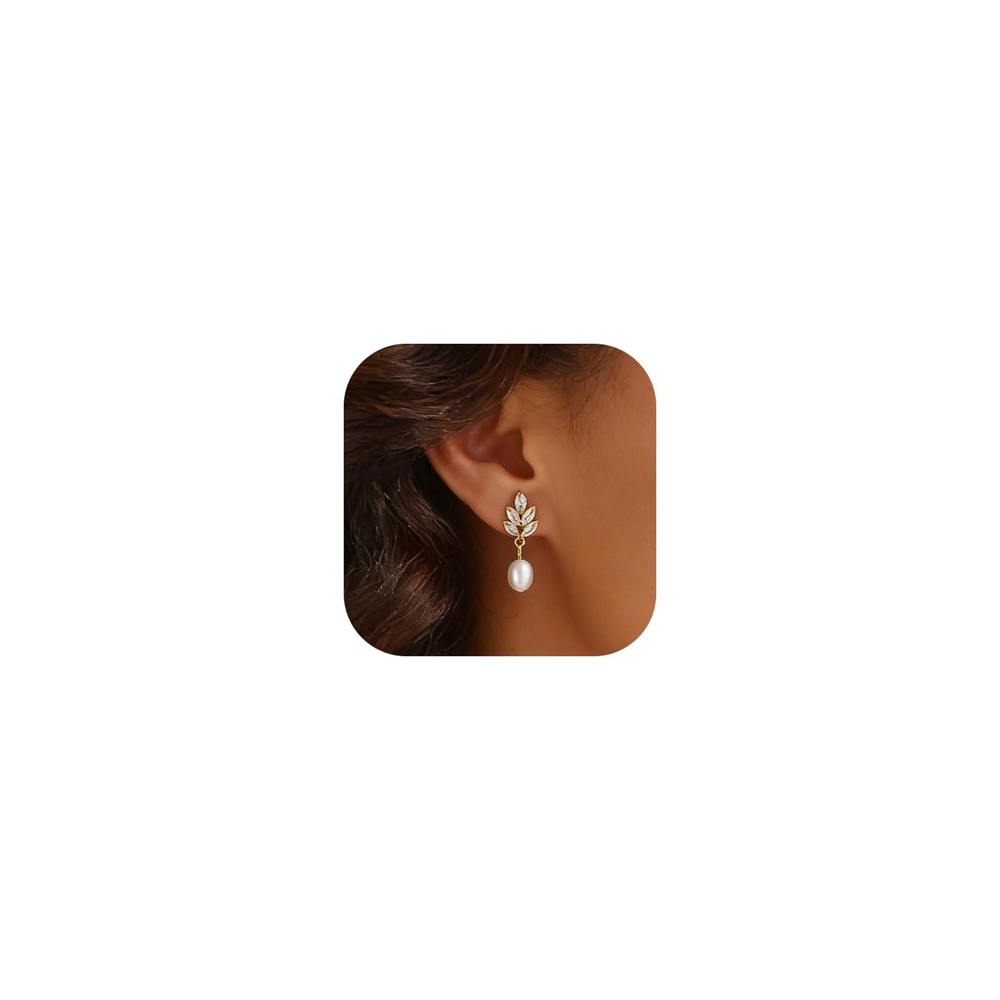 Solistra Pearl Earrings for Women Dainty Diamond Pearl Drop Dangle Earrings 14k Gold Plated for Weddings Gifts Bridesmaid Gifts