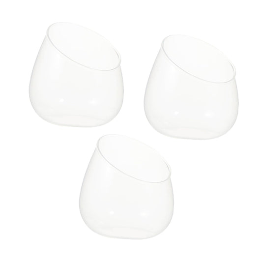 SECFOU 3pcs Slant Cut Micro Landscape Glass Bottles Ecological Terrarium Jar Plant Holder for Succulent Desktop Home Décor
