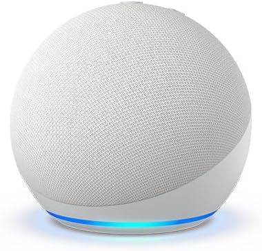 Echo Bundle: Echo Dot (5th Gen, 2022 release) | Glacier White and Limited Edition Marvel Iron Man Stand
