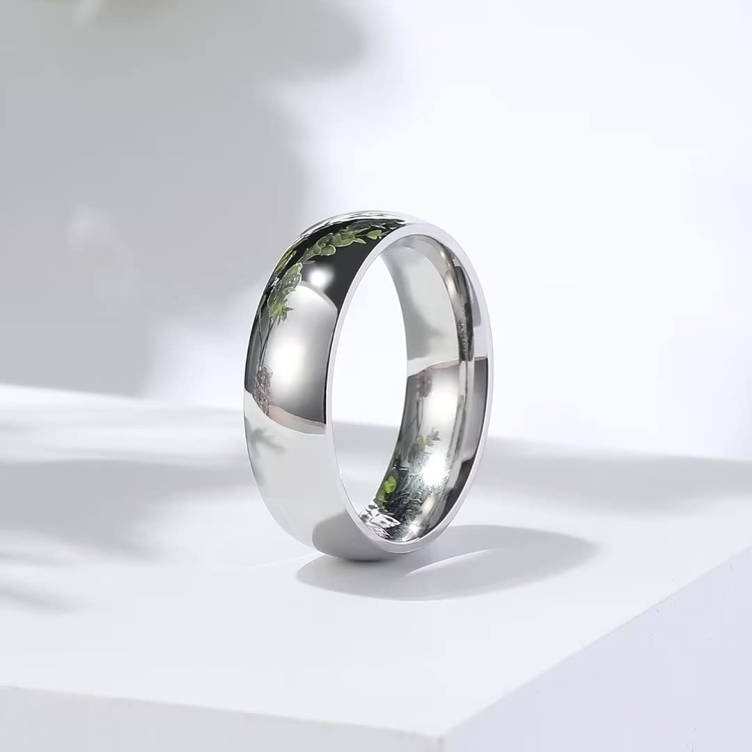 King Will 316L Stainless Steel Wedding Band for Men Women-7mm Width Sliver Plated Wedding Ring Domed Style High Polished with Laser I Love You Comfort Fit Size 11