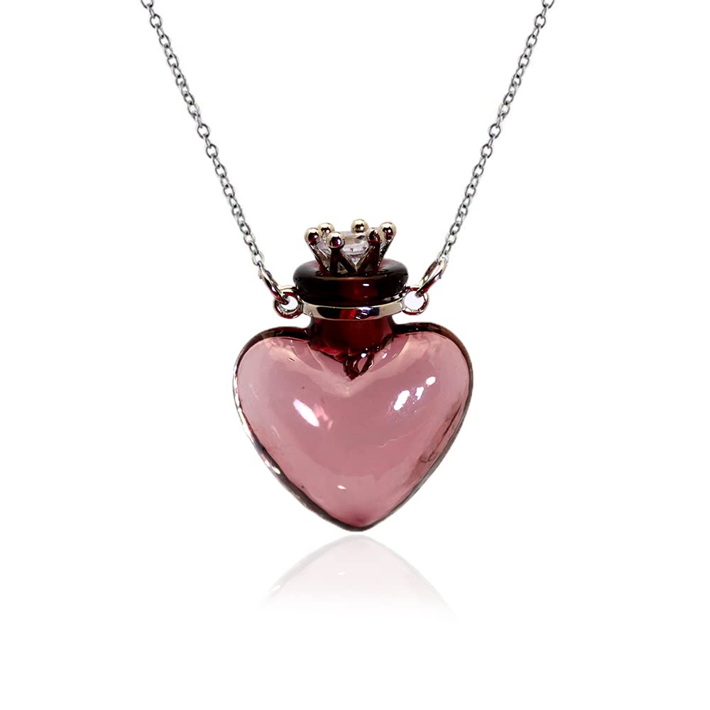 Bysxny 1PC 1PC Colorful Heart Vial Perfume Bottle Necklaces Stainless Steel Chain Make a Wish Aroma Essential Oil Diffuser Pendant necklace Women Jewelry (Dark Purple Heart)