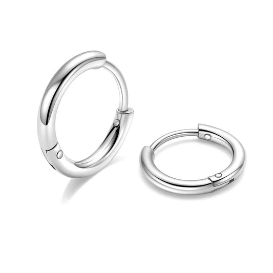 316L Surgical Stainless Steel Huggie Hoop Earrings 8mm Silver Hypoallergenic Earrings Hoop Cartilage Helix Lobes Hinged Sleeper Earrings For Men Women(B10:8mm Silver(THK 1.5mm))