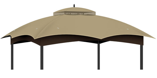 10x12 Replacement Gazebo Canopy Top Cover, Double Tiered Waterproof Canopy Roof for Lowe's Allen Roth Gazebo #GF-12S004B-1 (Khaki)