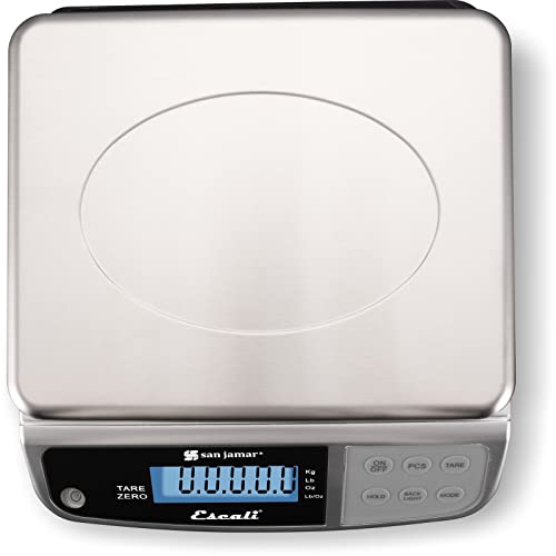 San Jamar Digital Food Scale, Battery Operated with 66 Pound Capacity for Cooking, Baking, Meal Prep, Diet Tracking, Stainless Steel, 6.82 Pounds, Silver