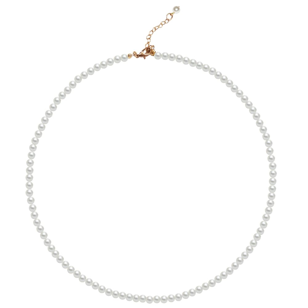 Generic Pearl Necklace for Women, 4/6mm White Imitation Pearl Necklace, Round Faux Glass Pearl Necklace, Pearl Choker Necklace, Elegant Wedding Parties Necklace for Gift