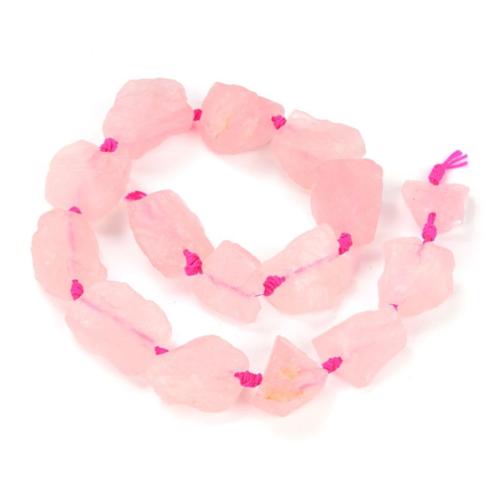 Adabele 15 Inch Natural Raw Pink Rose Quartz Crystal Healing Gemstone Loose Beads Drilled Large Nugget Rough Chakra Gem Stone Spacer GA-C8