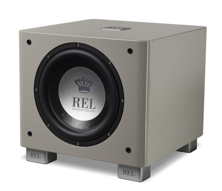 REL T/9x 10-Inch Powered Subwoofer – Sealed Design with Class AB Amplifier, RCA Inputs, and Deep Bass for HiFi Stereo Systems, Home Theater, and Surround Sound – High Gloss Grey Finish