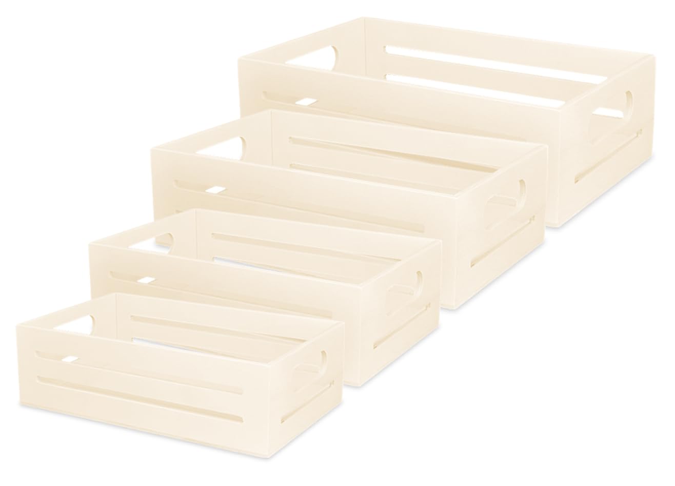 Wooden Tray with Handles - Set of 4 Small Wood Crates for Crafts Small Wooden Pallets for Display Apple Crates Unfinished Wood Trays for Crafts Nesting
