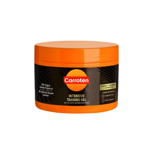 Carroten Gold Intensive Tanning Gel | Bronzing Tan Accelerator | Water-Resistant with Carrot and Coconut Oil | Vitamin A & E For Moisture and Hydration | Made in Greece | 5 Fl Oz