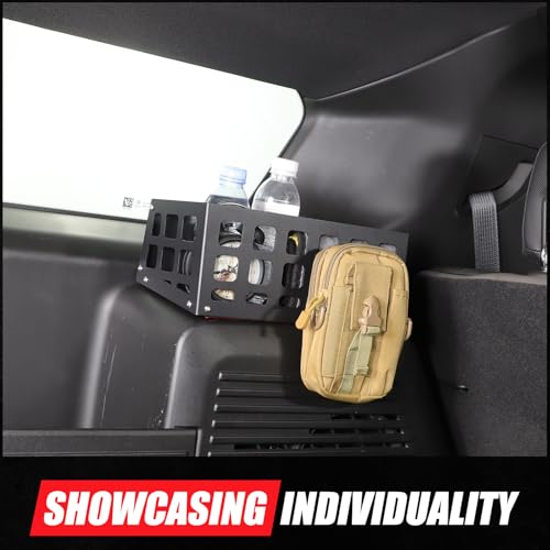 Suetlcoity Aluminum Rear Trunk Cargo Organizer Compatible with 2024 2025 2026 Hummer EV Accessories Trunk Storage Management System Rack Modular Storage Box Basket (Left Side-Black)