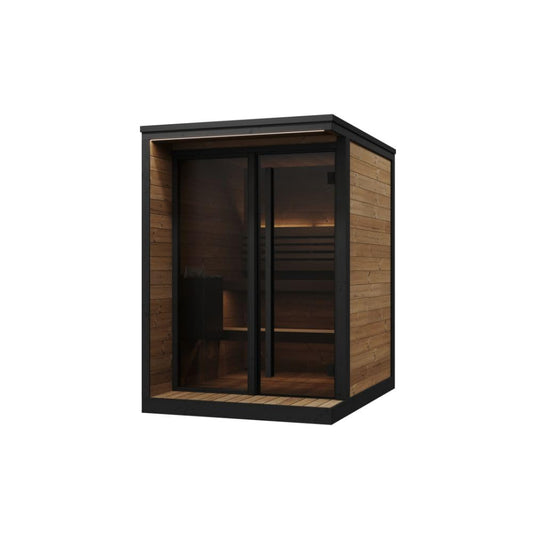 saunalife GL4 Outdoor Sauna Kit, Garden Luxury-Series Outdoor DIY Sauna Kit, Thermo-Spruce, up to 4 Persons Bundles (Sauna Heater and Sauna Stones Included) (HIVE MINI 6 WiFi - Glass)