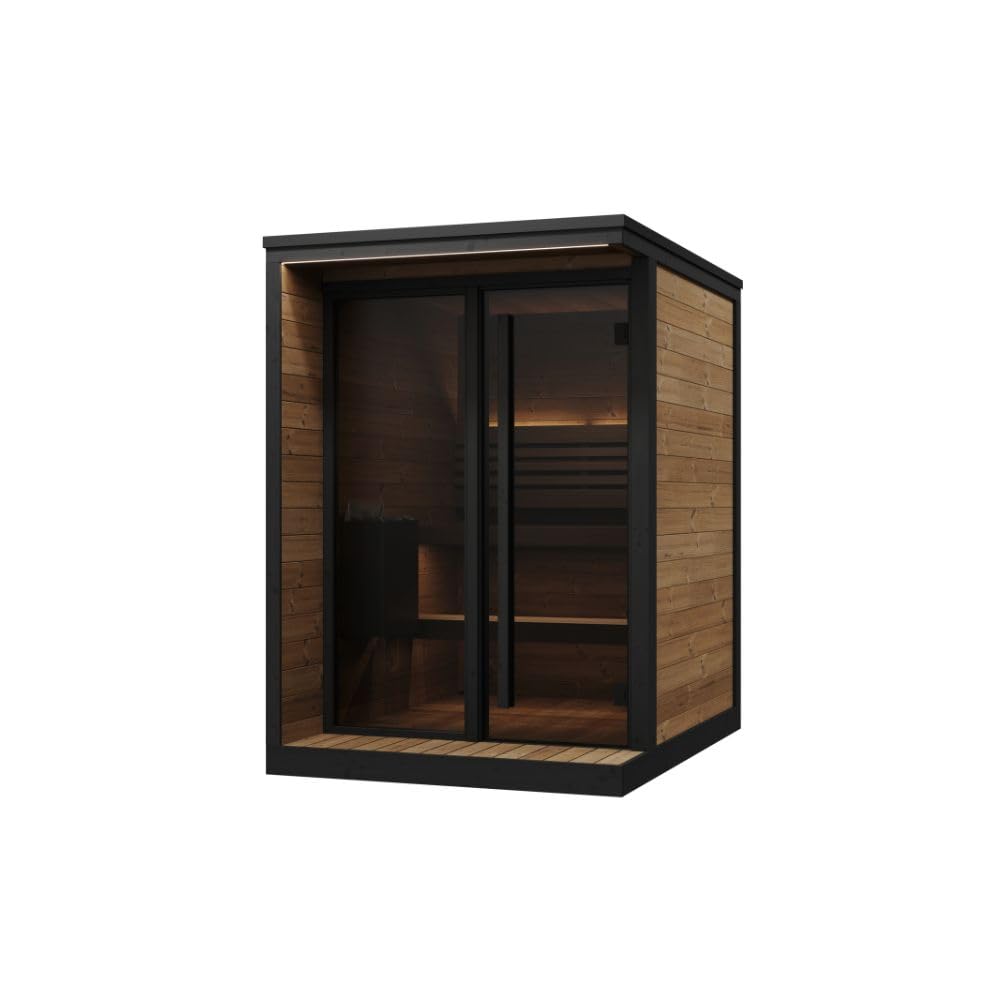 saunalife GL4 Outdoor Sauna Kit, Garden Luxury-Series Outdoor DIY Sauna Kit, Thermo-Spruce, up to 4 Persons Bundles (Sauna Heater and Sauna Stones Included) (HIVE MINI 6 WiFi - Wood)