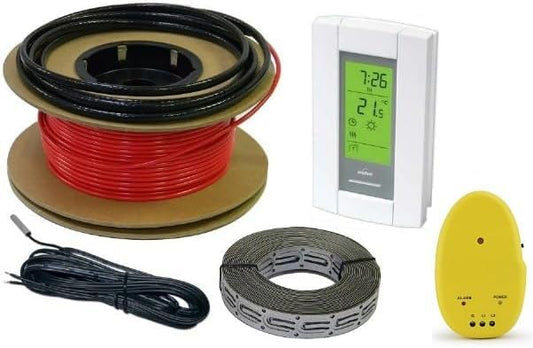 HeatTech 30 sqft Floor Heating Cable Set, Electric Radiant in-Floor Heat Heating Cable Warming System, 120V, 120ft Long Heating Cable, 7-Day Programmable Floor Sensing Thermostat Aube TH115-AF-120S