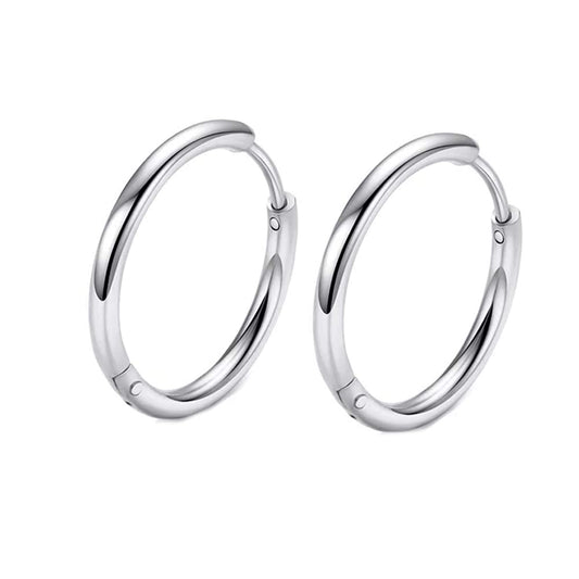 316L Surgical Stainless Steel Huggie Hoop Earrings 6mm Silver Hypoallergenic Earrings Hoop Cartilage Helix Lobes Hinged Sleeper Earrings For Men Women (A09:6mm Silver(THK 1.5mm))