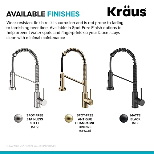 KRAUS Bolden Touchless Sensor Commercial Style 2-Function Single Handle Pull Down Kitchen Faucet in Spot-Free Antique Champagne Bronze, KSF-1610SFACB