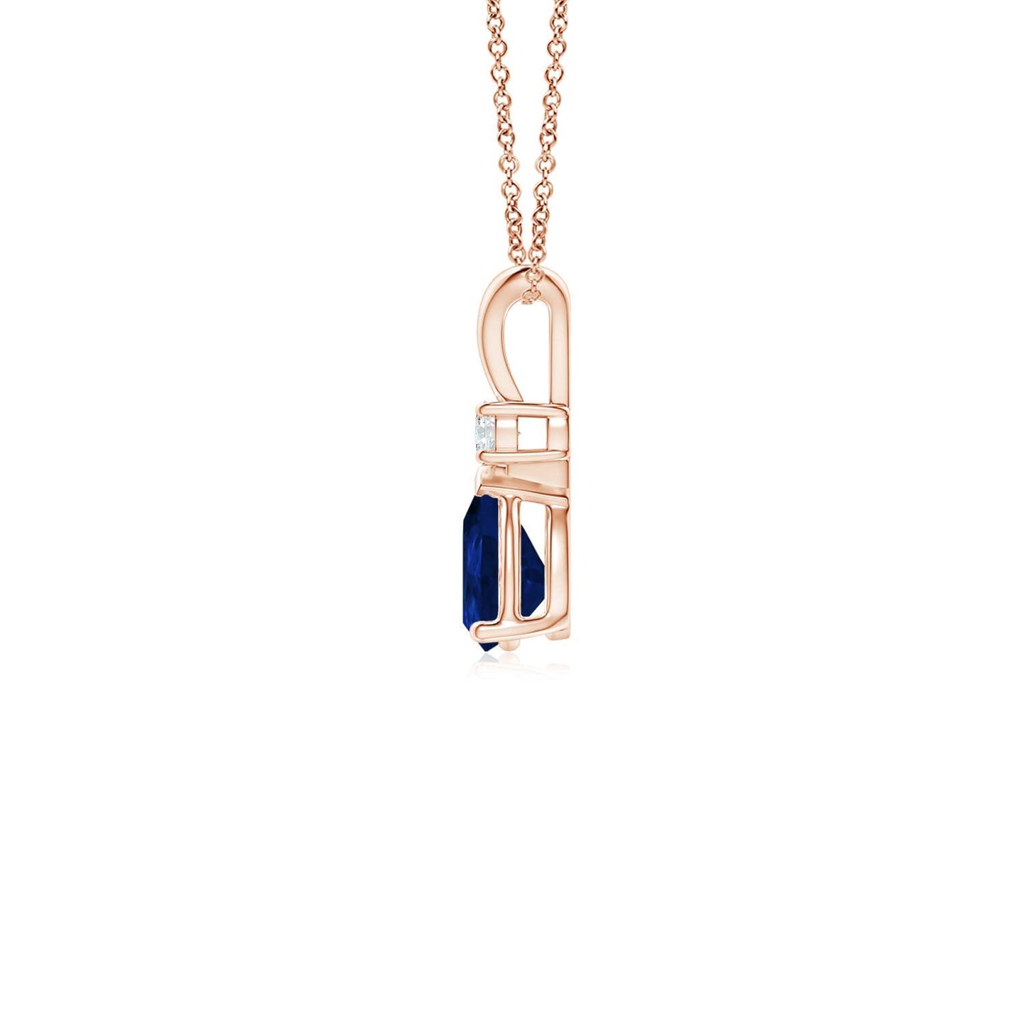 Angara Natural Blue Sapphire Solitaire Pendant for Women | 0.4 ct Pear Shape Blue Sapphire Diamond Solitaire Pendant Necklace in Rose Gold | September Birthday, Gemstone Jewelry Gift | AA | 6x4mm