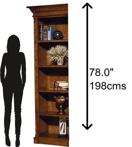 Hekman Furniture Urban Ash Burl Executive Left Bookcase – Premium Finish, Tall Wooden Bookshelf with Adjustable Shelves, Narrow Display Case, Ideal Office Furniture & Home Library Organizer