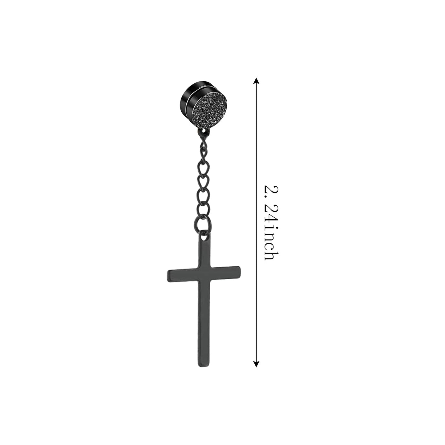 NEWITIN 4 Pairs Stainless Steel Magnetic Earrings for Men Clip on Earring Magnetic Stud Earring Unisex Non Piercing CZ Magnet Studs Diamond Cross Earrings for Women Men