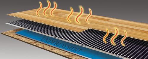 QuietWarmth Float QWARM1.5X10F240 Radiant Floor Heating Mat for below Laminate, Wood, Luxury Vinyl Floating Flooring- Cuttable Mat Size 1.5’x10' 240 Volt (Covers 15sf)