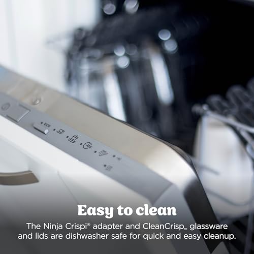Ninja Crispi 4-in-1 Glass Air Fryer | 450°F | Non-Toxic | 4QT & 6-Cup Glass Containers w/Lids | Microwave, Freezer, Dishwasher Safe | Max Crisp, Air Fry, Bake, Recrisp | Stone | FN101ST