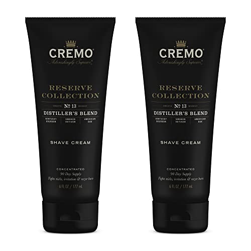 Cremo Barber Grade Distillers Blend (Reserve Collection) Shave Cream, Astonishingly Superior Ultra-Slick Shaving Cream Fights Nicks, Cuts and Razor Burn, 6 Fl Oz (2 Pack)