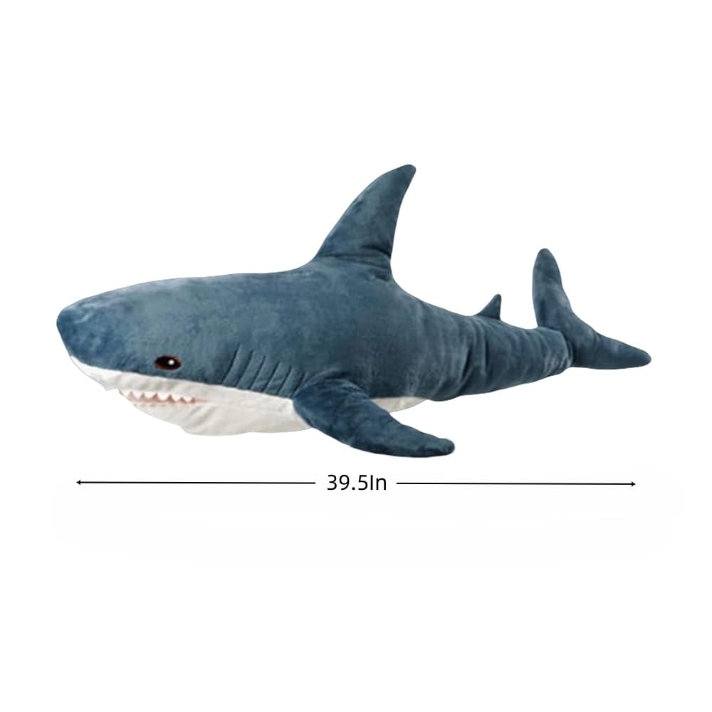 39.5-inch Plush Shark Toy Pillow, Giant Shark Stuffed Animal,Soft Shark Cushion Pillow Shark Plush Pillows,Chubby Stuffed Shark Toy - Children s Boys and Girls Room Decoration Bedtime Gift (Blue)