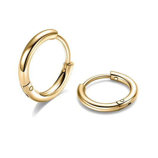 316L Surgical Stainless Steel Huggie Hoop Earrings 8mm Gold Hypoallergenic Earrings Hoop Cartilage Helix Lobes Hinged Sleeper Earrings For Men Women(B09:8mm Gold (THK 1.5mm))