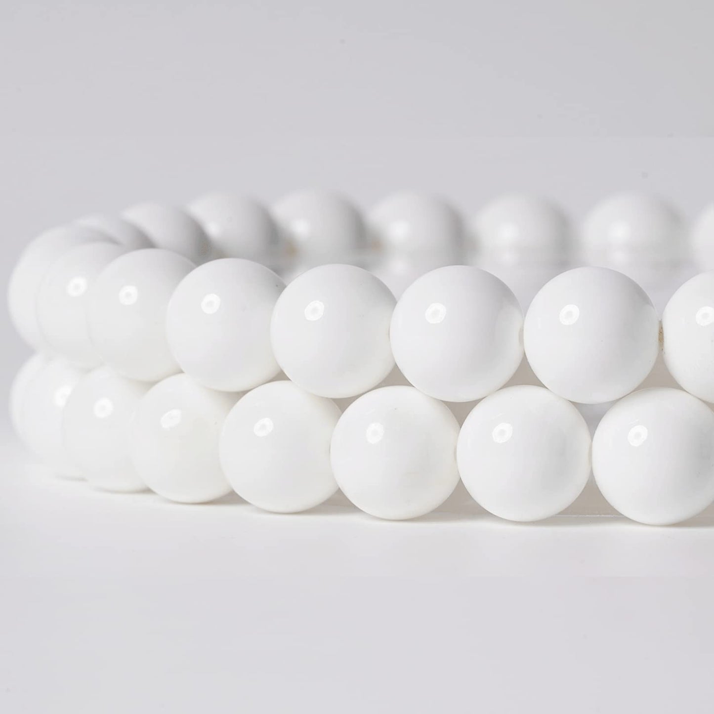 10mm Natural White Shell Round Bead - 35PCS Bulk Gemstone Beads for Jewelry Making, DIY Bracelets, Necklaces - Includes Crystal Stretch Cord - Stone Beads for Crafting Gifts