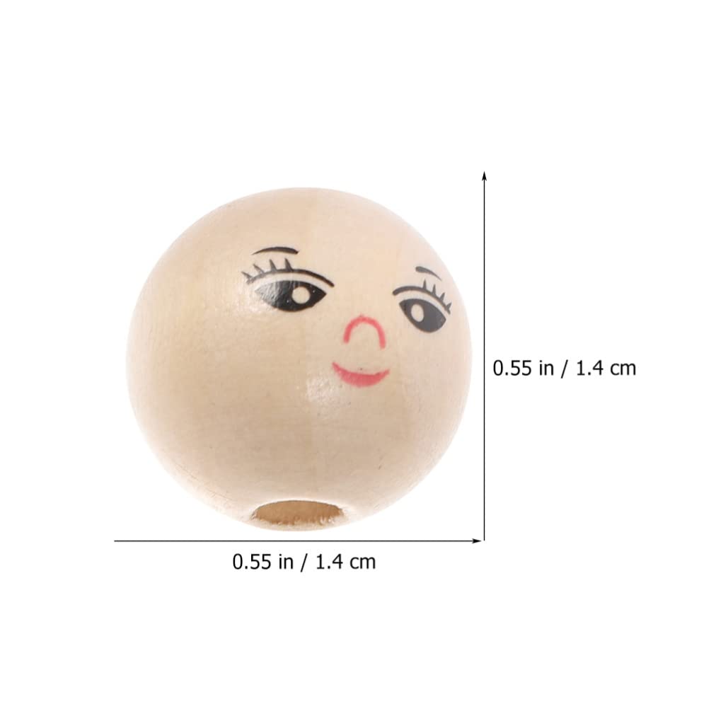 FOMIYES Wood Smile Beads 50pcs 14MM Wooden Round Beads Smile Face Ball Wood Spacer with Hole for DIY Jewelry Bracelet Necklace Craft Making