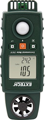 Extech EN510 10-in-1 Environmental Meter - Measures Air Velocity, Light, Sound, Temperature, Humidity, Dew Point, Wet Bulb, Heat Index, Wind Chill, Portable Multi-Function Tester with Backlit LCD