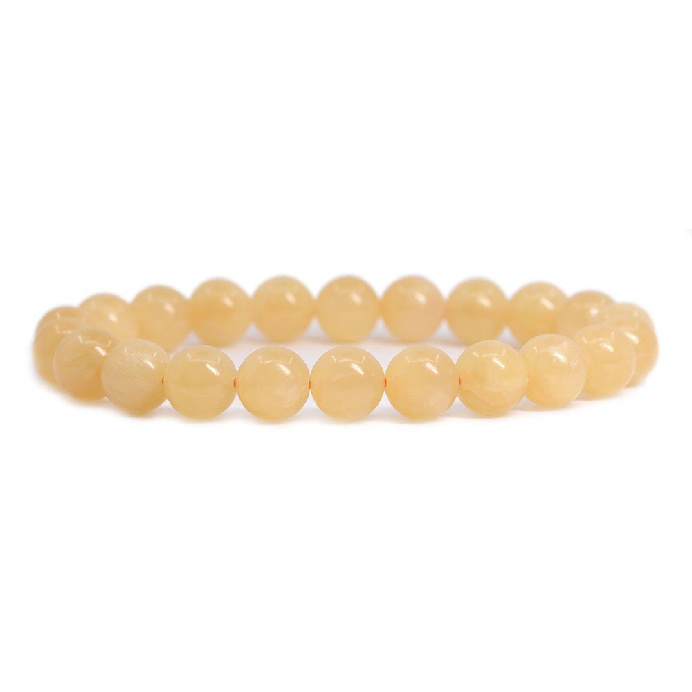 Justinstones Natural Yellow Quartzite Gemstone 8mm Round Beads Stretch Bracelet 7 Inch