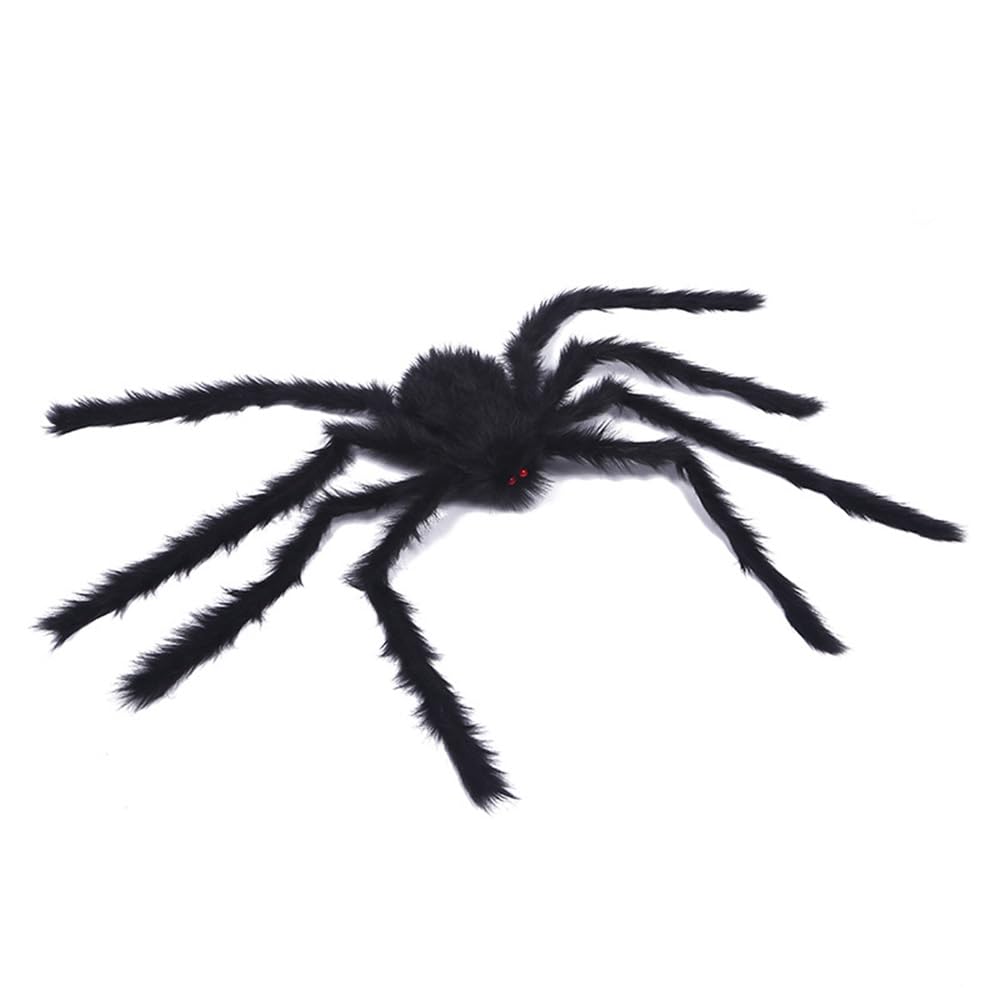 GHYKL Halloween Giant Spider 5 Ft Outdoor Halloween Decorations Large Fake Hairy Spider Scary Furry Spider Props Outside Yard Creepy Decor, Black